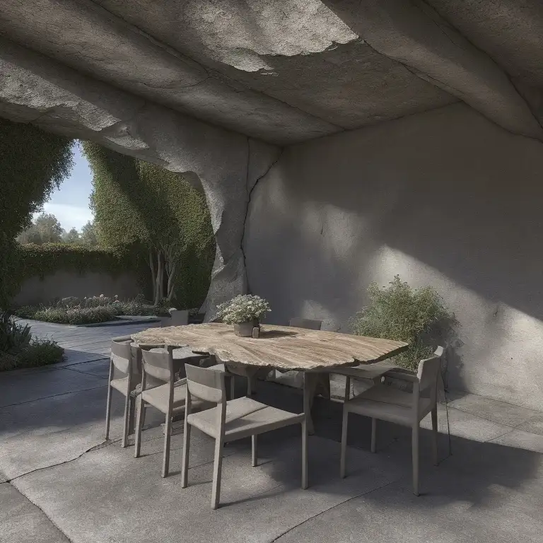 Outdoor table space by Daniel Sandner, augmented by AI render