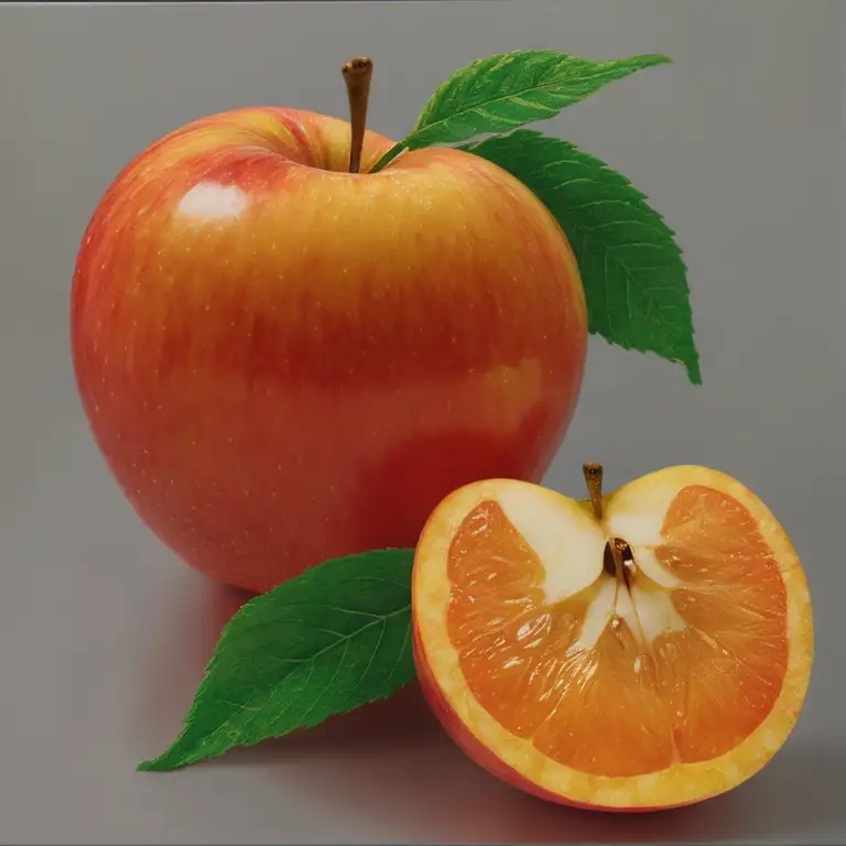 apple orange cherry mutant fruit, ai design