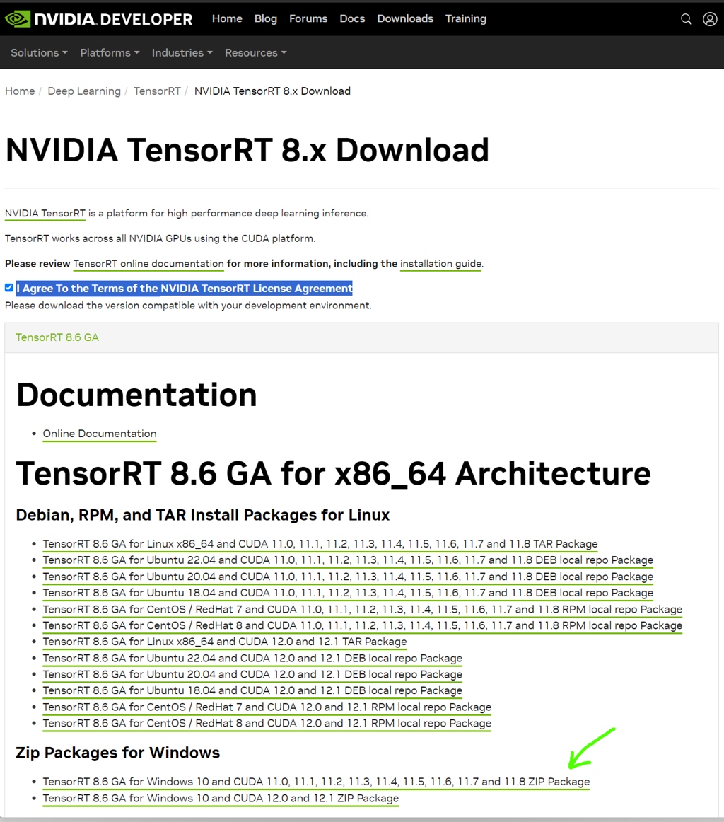 NVIDIA TensorRT 8.x Download Tutorial, version selection