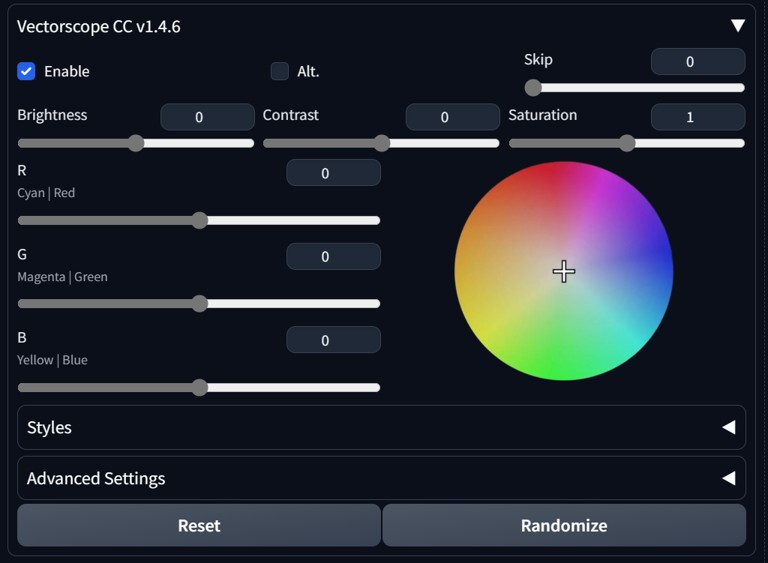 VectorscopeCC in A1111 interface