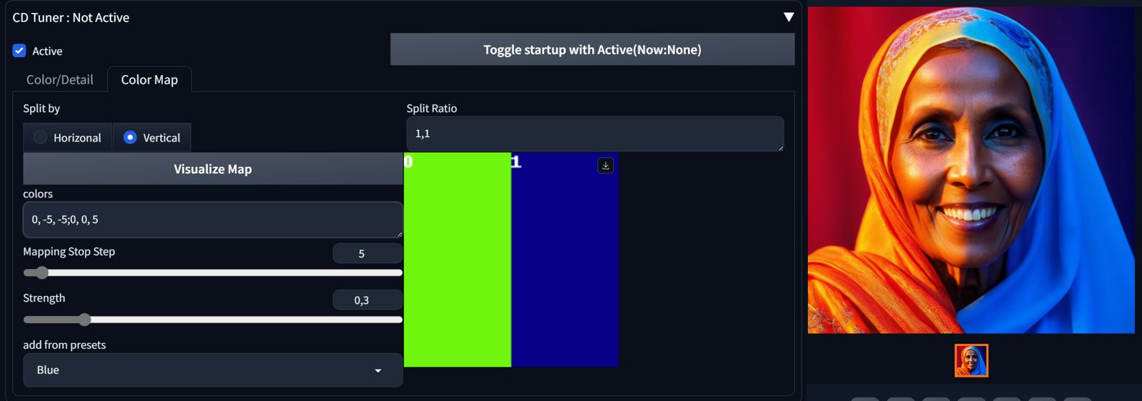 CD Tuner color manipulations in stable diffusion, A1111