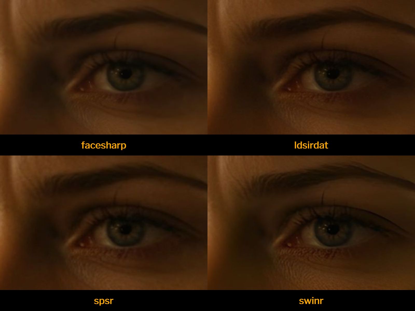 Comparison of artifacts and sharpness in detail of various DAT and SWINR models