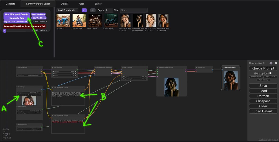 ComfyUI workflow editor