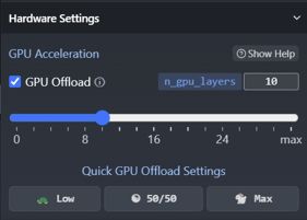 Hardware settings for GPU offload running Llama3